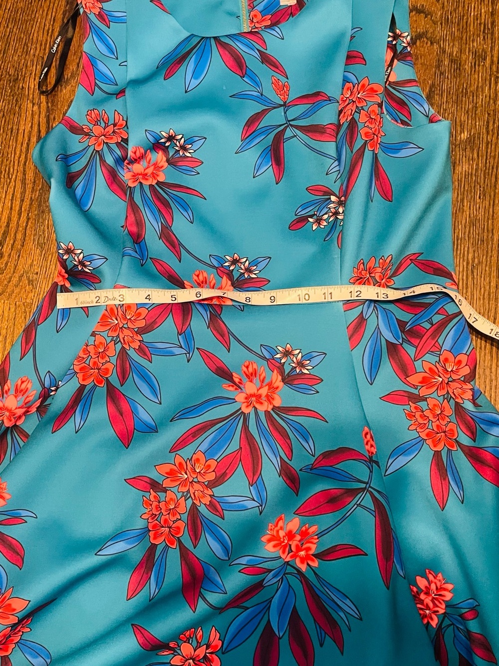 Calvin Klein  elegant Teal Floral V-Neck Sleeveless Maxi Dress size 14 - Picture 10 of 15